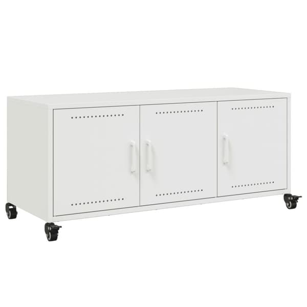 vidaXL TV-benk hvit 100,5x39x43,5 cm kaldvalset stål