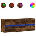 Miniatyrbilde 3 av 11: vidaXL Vegghengt TV-benk med LED røkt eik 130x31x45 cm