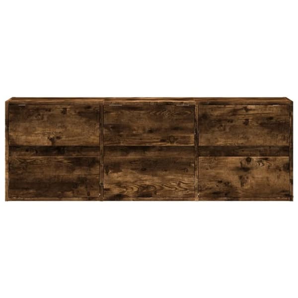 vidaXL Vegghengt TV-benk med LED røkt eik 130x31x45 cm