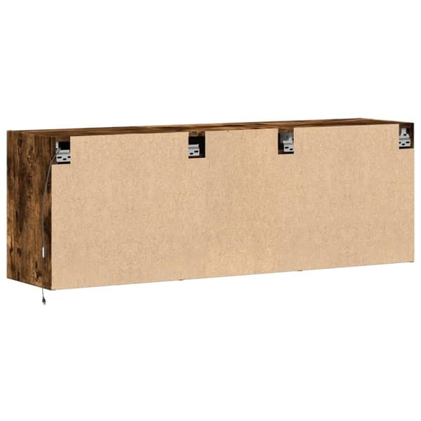 vidaXL Vegghengt TV-benk med LED røkt eik 130x31x45 cm