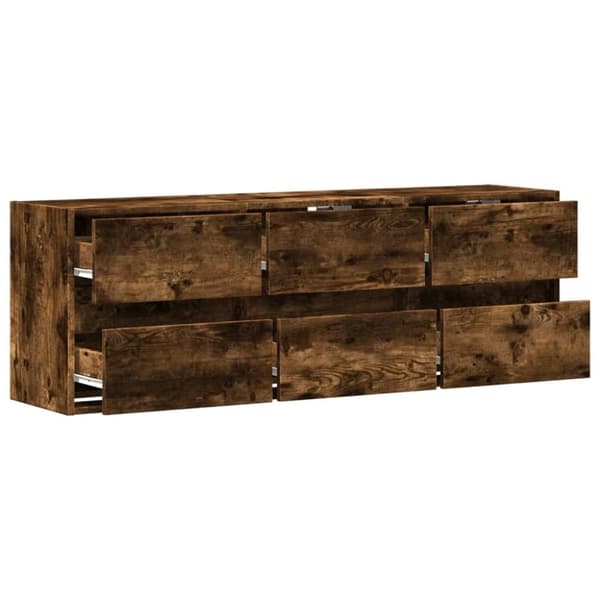 vidaXL Vegghengt TV-benk med LED røkt eik 130x31x45 cm