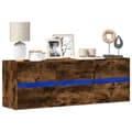 Miniatyrbilde 2 av 11: vidaXL Vegghengt TV-benk med LED røkt eik 130x31x45 cm