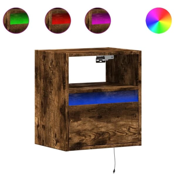vidaXL TV-seinäkaapit LED-valoilla 2 kpl savutammi 41x31x45 cm