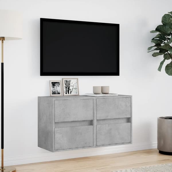 vidaXL væghængte tv-borde 2 stk. med LED-lys 41x31x45 cm betongrå