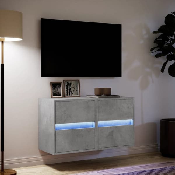 vidaXL væghængte tv-borde 2 stk. med LED-lys 41x31x45 cm betongrå