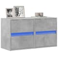 Miniatyrbillede 2 af 11: vidaXL væghængte tv-borde 2 stk. med LED-lys 41x31x45 cm betongrå