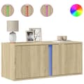 Miniatyrbillede 3 af 11: vidaXL væghængt tv-bord med LED-lys 80x31x35 cm sonoma-eg