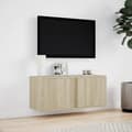 Miniatyrbillede 5 af 11: vidaXL væghængt tv-bord med LED-lys 80x31x35 cm sonoma-eg
