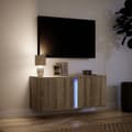 Miniatyrbillede 6 af 11: vidaXL væghængt tv-bord med LED-lys 80x31x35 cm sonoma-eg