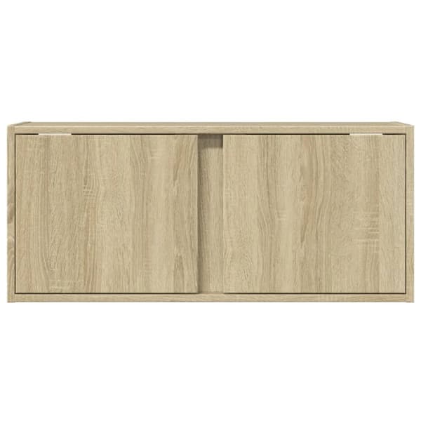 vidaXL væghængt tv-bord med LED-lys 80x31x35 cm sonoma-eg