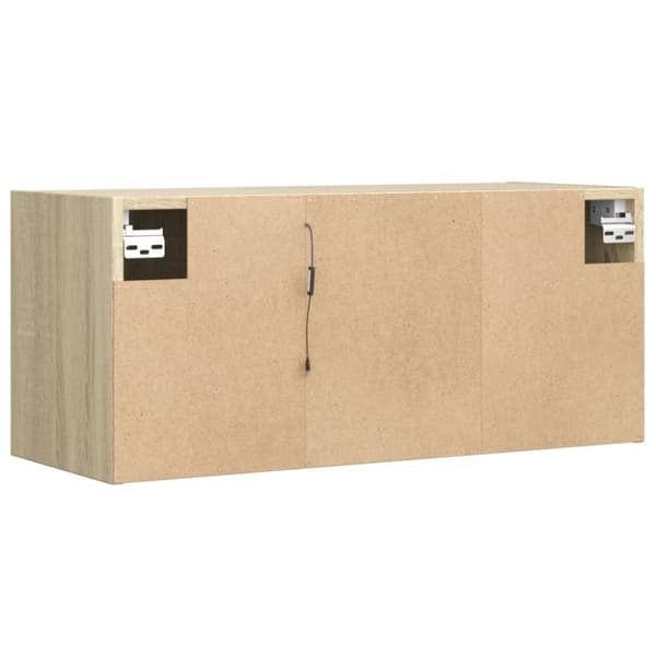 vidaXL væghængt tv-bord med LED-lys 80x31x35 cm sonoma-eg