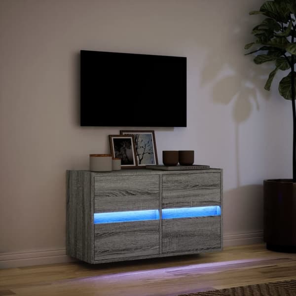 vidaXL Vegghengt TV-benk med LED grå sonoma 80x31x45 cm
