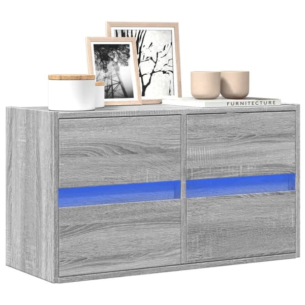 vidaXL Vegghengt TV-benk med LED grå sonoma 80x31x45 cm