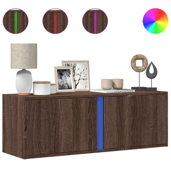 vidaXL TV Veggskap med LED brun eik 100x31x35 cm
