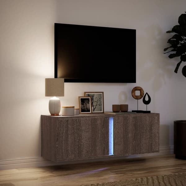 vidaXL TV Veggskap med LED brun eik 100x31x35 cm