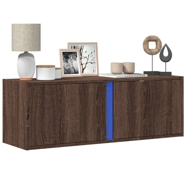 vidaXL TV Veggskap med LED brun eik 100x31x35 cm
