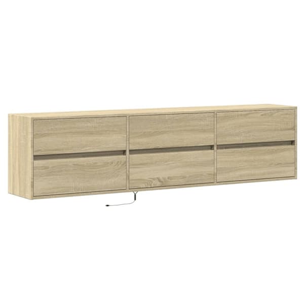 vidaXL væghængt tv-bord med LED 180x31x45 cm sonoma-eg