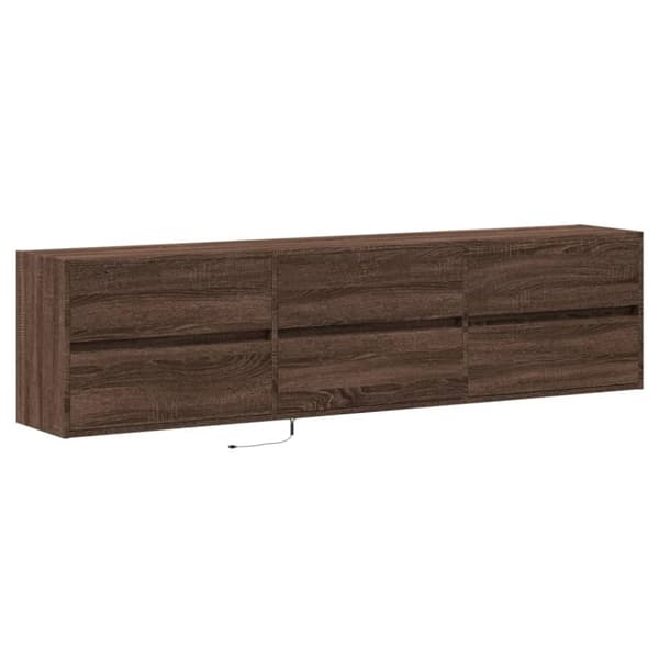 vidaXL Väggmonterad tv-bänk LEDs brun ek 180x31x45 cm