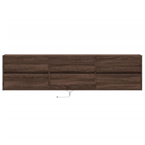 vidaXL Väggmonterad tv-bänk LEDs brun ek 180x31x45 cm
