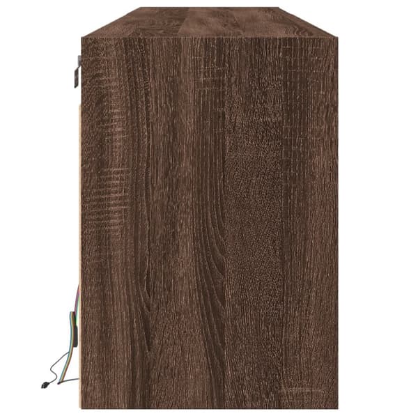 vidaXL Väggmonterad tv-bänk LEDs brun ek 180x31x45 cm