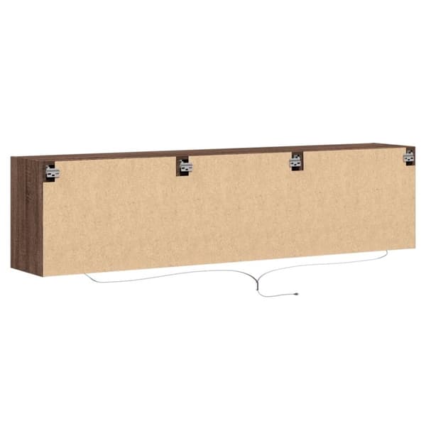 vidaXL Väggmonterad tv-bänk LEDs brun ek 180x31x45 cm
