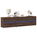 Miniatyrbild 2 av 11: vidaXL Väggmonterad tv-bänk LEDs brun ek 180x31x45 cm