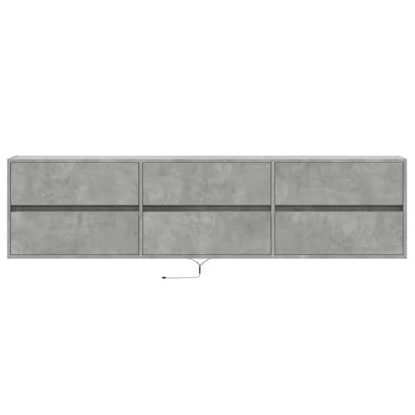 vidaXL Väggmonterad tv-bänk LEDs betonggrå 180x31x45 cm