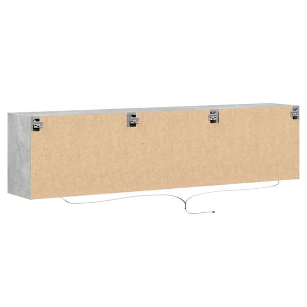 vidaXL Väggmonterad tv-bänk LEDs betonggrå 180x31x45 cm
