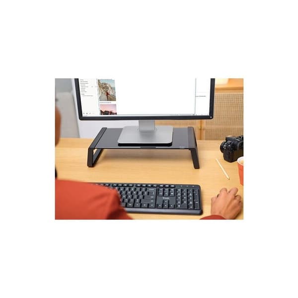 Trust Monta Monitorstativ, PC-skärmstöd i härdat glas 41x22x10cm, Ergonomisk Office Screen Riser - Svart