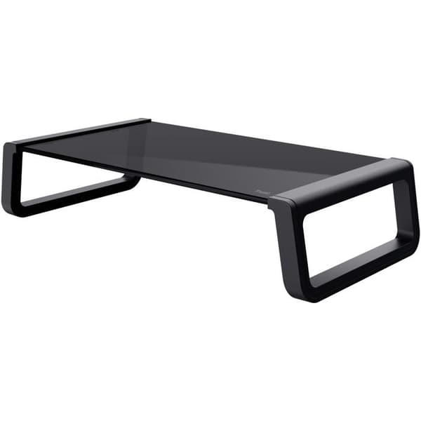 Trust Monta Monitorstativ, PC-skärmstöd i härdat glas 41x22x10cm, Ergonomisk Office Screen Riser - Svart