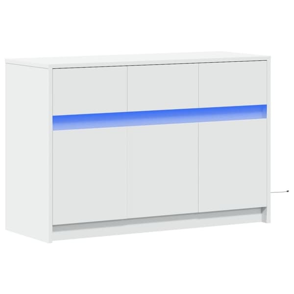 vidaXL tv-bord med LED-lys 91x34x61 cm konstrueret træ hvid