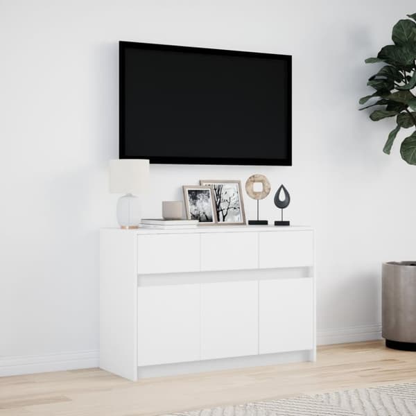 vidaXL tv-bord med LED-lys 91x34x61 cm konstrueret træ hvid