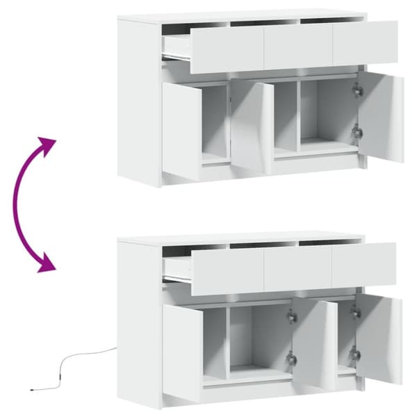 vidaXL tv-bord med LED-lys 91x34x61 cm konstrueret træ hvid