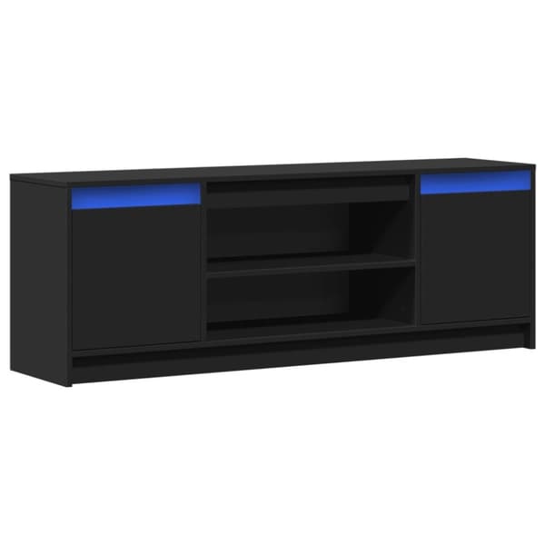 vidaXL TV-taso musta LED-valoilla 139,5x34x50 cm tekninen puu