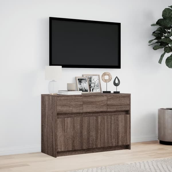 vidaXL TV-taso LED-valoilla ruskea tammi 91x34x61 cm tekninen puu