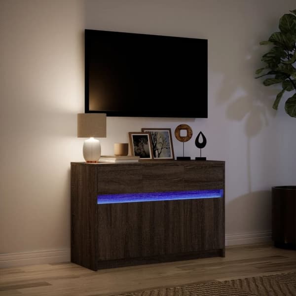 vidaXL TV-taso LED-valoilla ruskea tammi 91x34x61 cm tekninen puu