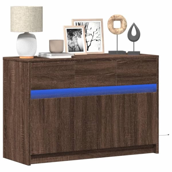 vidaXL TV-taso LED-valoilla ruskea tammi 91x34x61 cm tekninen puu