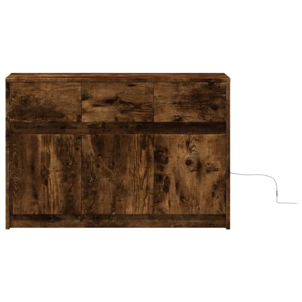 vidaXL tv-bord m. LED-lys 91x34x61 cm konstrueret træ røget eg