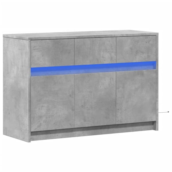 vidaXL tv-bord med LED-lys 91x34x61 cm konstrueret træ betongrå