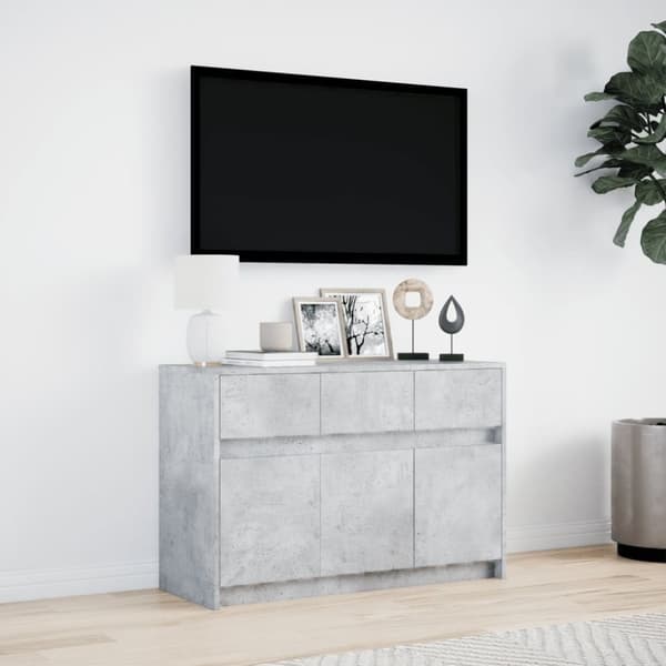 vidaXL tv-bord med LED-lys 91x34x61 cm konstrueret træ betongrå