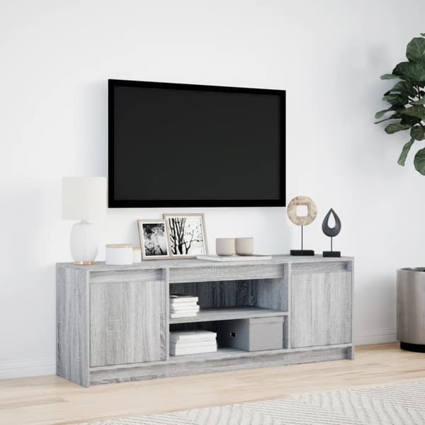 vidaXL tv-bord m. LED-lys 139,5x34x50 cm konstrueret træ grå sonoma-eg