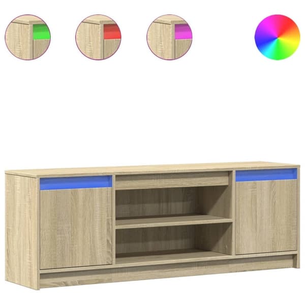vidaXL TV-benk med LED sonoma eik 139,5x34x50 cm konstruert tre