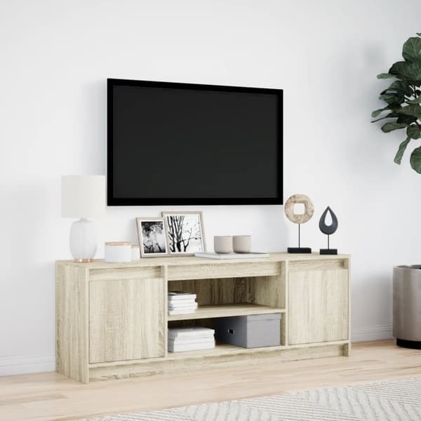 vidaXL TV-benk med LED sonoma eik 139,5x34x50 cm konstruert tre