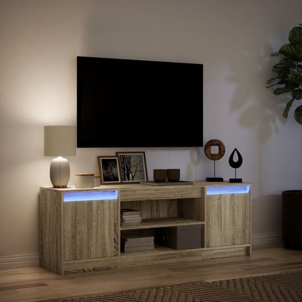 vidaXL TV-benk med LED sonoma eik 139,5x34x50 cm konstruert tre