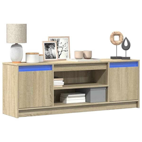 vidaXL TV-benk med LED sonoma eik 139,5x34x50 cm konstruert tre