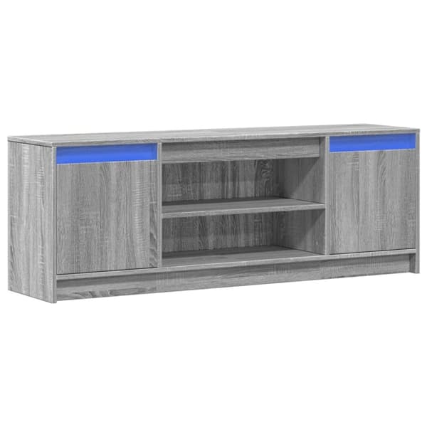 vidaXL Tv-bänk med LEDs grå sonoma 139,5x34x50 cm konstruerat trä
