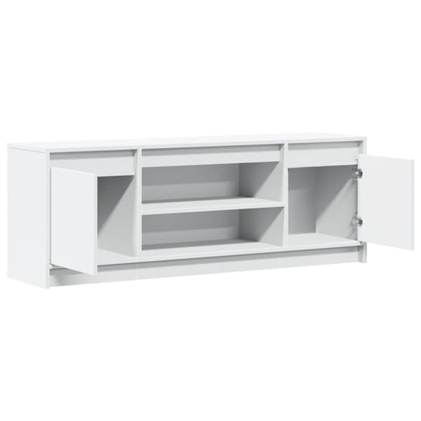 vidaXL TV-benk med LED hvit 139,5x34x50 cm konstruert tre