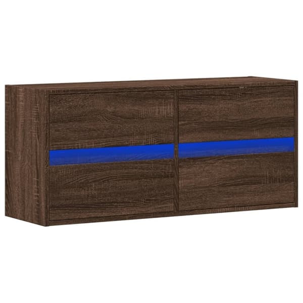 vidaXL Vegghengt TV-benk med LED brun eik 100x31x45 cm