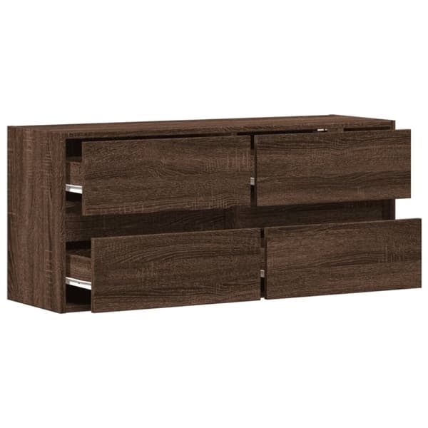 vidaXL Vegghengt TV-benk med LED brun eik 100x31x45 cm
