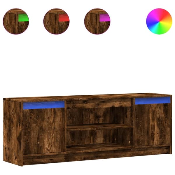 vidaXL TV-benk med LED røkt eik 139,5x34x50 cm konstruert tre